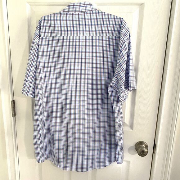 Peter Millar shirt Mens Large Short Sleeve Button Up Cotton Plaid preppy - Picture 6 of 7